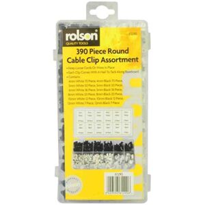 Unbranded Rolson R61290 Round Cable Clips Black & White Assorted Sizes (4-10mm), 390 Piece Unbranded Rolson R61290 Round Cable Clips Black & White Assorted Sizes (4-10mm), 390 Piece