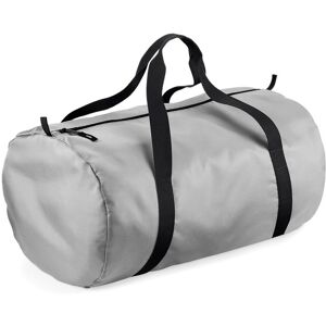 (One Size, Silver / Black) BagBase Packaway Barrel Bag / Duffle Water Resistant (One Size, Silver / Black) BagBase Packaway Barrel Bag / Duffle Water Resistant