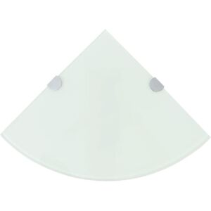 vidaXL Corner Shelf with Chrome Supports Glass White 35x35 cm Floating Display vidaXL Corner Shelf with Chrome Supports Glass White 35x35 cm Floating Display