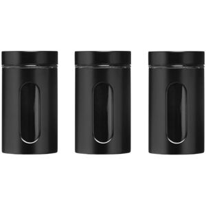 Premier Housewares Black Enamel On Steel Storage Jars - Set Of 3 Premier Housewares Black Enamel On Steel Storage Jars - Set Of 3