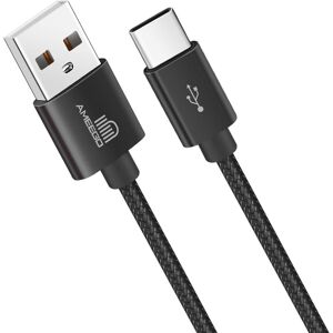 Ameego (1 metre, Black) Heavy Duty Braided Fast Charge USB-C Type C Data Charger Chargi Ameego (1 metre, Black) Heavy Duty Braided Fast Charge USB-C Type C Data Charger Chargi