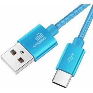 Ameego (2 metre, Light Blue) Heavy Duty Braided Fast Charge USB-C Type C Data Charger C Ameego (2 metre, Light Blue) Heavy Duty Braided Fast Charge USB-C Type C Data Charger C