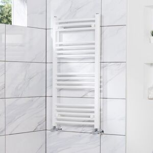 PlumbGalaxy Fjord 1000 x 500mm Curved White Heated Towel Rail PlumbGalaxy Fjord 1000 x 500mm Curved White Heated Towel Rail