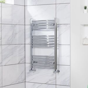 PlumbGalaxy Fjord 800 x 500mm Curved Chrome Heated Towel Rail PlumbGalaxy Fjord 800 x 500mm Curved Chrome Heated Towel Rail
