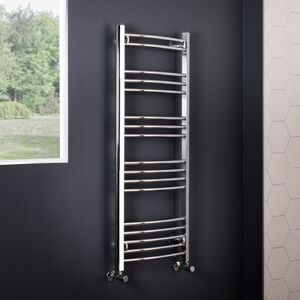 PlumbGalaxy Essentials 1200 x 495mm Curved Chrome Heated Towel Rail PlumbGalaxy Essentials 1200 x 495mm Curved Chrome Heated Towel Rail
