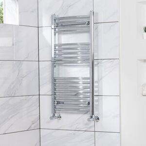 PlumbGalaxy Fjord 900 x 450mm Curved Chrome Heated Towel Rail PlumbGalaxy Fjord 900 x 450mm Curved Chrome Heated Towel Rail