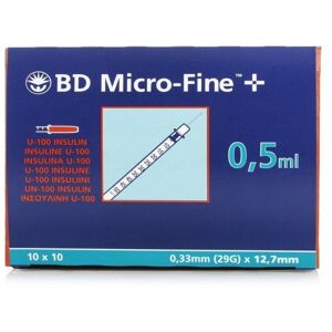 Becton Dickinson BD MicroFine + Plus 0.5ml U100 29G 12.7mm x 100 Becton Dickinson BD MicroFine + Plus 0.5ml U100 29G 12.7mm x 100