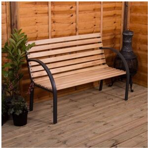 Home Discount 2 Seater Garden Bench Wood Slats Cast Iron Home Discount 2 Seater Garden Bench Wood Slats Cast Iron
