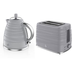 2Pc Swan Symphony Kettle & Toaster Set - Grey 2Pc Swan Symphony Kettle & Toaster Set - Grey