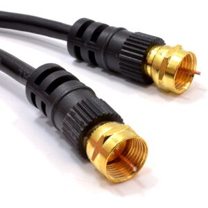 kenable Satellite F Connector Plug to Plug Coax Cable Black Lead GOLD 20m kenable Satellite F Connector Plug to Plug Coax Cable Black Lead GOLD 20m