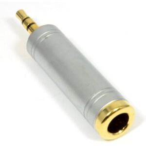 kenable 6.35mm Stereo Socket to 3.5mm Stereo Male Jack Pearl Chrome Adapter kenable 6.35mm Stereo Socket to 3.5mm Stereo Male Jack Pearl Chrome Adapter