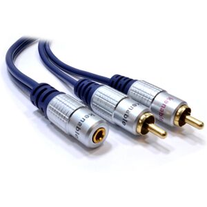 kenable PURE 3.5mm Stereo Jack Socket to 2 Phono Plugs Audio Cable Gold 3m kenable PURE 3.5mm Stereo Jack Socket to 2 Phono Plugs Audio Cable Gold 3m