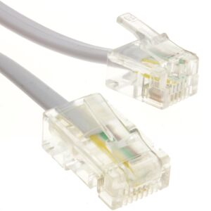 kenable RJ11 Male Plug to 4 wire RJ45 Male Plug Flat Cable Lead 1m kenable RJ11 Male Plug to 4 wire RJ45 Male Plug Flat Cable Lead 1m