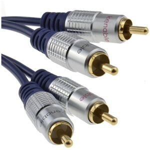 kenable Pro Audio Metal 2 x RCA Phono Plugs to Plugs Cable Lead Gold 3m kenable Pro Audio Metal 2 x RCA Phono Plugs to Plugs Cable Lead Gold 3m