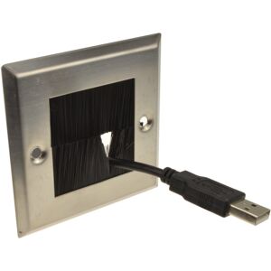 kenable STEEL Cable Entry Exit BRUSH Faceplate for Wall Outlet UK Single Gang kenable STEEL Cable Entry Exit BRUSH Faceplate for Wall Outlet UK Single Gang