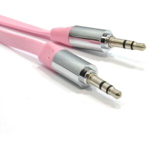 kenable FLAT 3.5mm Jack with METAL Plug Stereo Audio Cable Lead Pink 2m kenable FLAT 3.5mm Jack with METAL Plug Stereo Audio Cable Lead Pink 2m