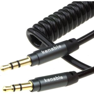 kenable PRO 22AWG COILED 3.5mm Stereo Jack Cable AUX Headphone Lead 2m GOLD kenable PRO 22AWG COILED 3.5mm Stereo Jack Cable AUX Headphone Lead 2m GOLD