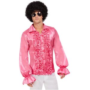 Smiffys Mens 60's Ruffled Shirt - Hot Pink (Medium) Smiffys Mens 60's Ruffled Shirt - Hot Pink (Medium)