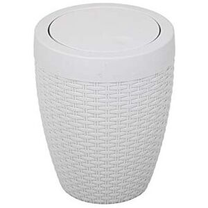 Addis Faux Rattan Round Swing Lid Bathroom Bin, Light Grey, 5 Litre Addis Faux Rattan Round Swing Lid Bathroom Bin, Light Grey, 5 Litre