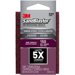 3M Sandblaster Sanding Sponge For Bare Surfaces, Small Detail, Medium, 150 Grit 3M Sandblaster Sanding Sponge For Bare Surfaces, Small Detail, Medium, 150 Grit