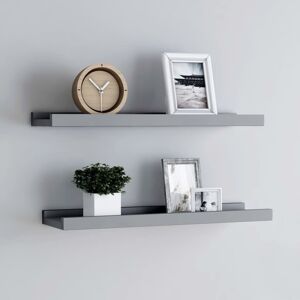 vidaXL 2x Picture Frame Ledge Shelves Grey MDF Home Living Room Wood Shelf vidaXL 2x Picture Frame Ledge Shelves Grey MDF Home Living Room Wood Shelf