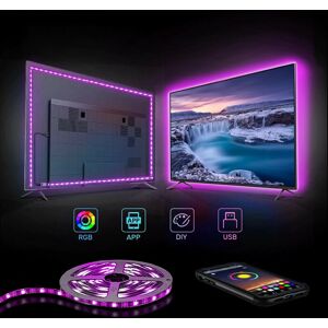 Ranpo (5 m, IP20 Non-waterproof) 2Pcs Bluetooth RGB LED Strip Light USB 5050SMD APP Co Ranpo (5 m, IP20 Non-waterproof) 2Pcs Bluetooth RGB LED Strip Light USB 5050SMD APP Co