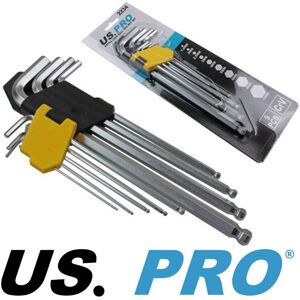 US Pro Tools 9pc Extra Long Ball Point Hex Keys Hex Set Pro 1.5 - 10mm CRV 2234 US Pro Tools 9pc Extra Long Ball Point Hex Keys Hex Set Pro 1.5 - 10mm CRV 2234