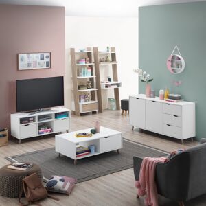 Timber Art Design UK Pulford Scandinavian White 3 Piece Living Set Coffee Table Sideboard TV Unit Timber Art Design UK Pulford Scandinavian White 3 Piece Living Set Coffee Table Sideboard TV Unit