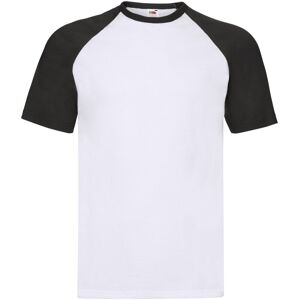 Fruit Of The Loom (White/Black, S) Short Sleeve Baseball T-Shirt For Mens Fruit Of The Loom (White/Black, S) Short Sleeve Baseball T-Shirt For Mens