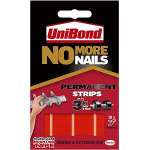 Unibond No More Nails Permanent Strips Double Sided Tape - Pack of 10 - 5114 Unibond No More Nails Permanent Strips Double Sided Tape - Pack of 10 - 5114