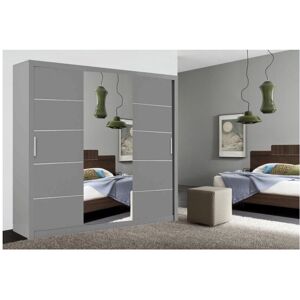 Olympia (Grey, 250cm) Lyon Sliding Mirror Wardrobe in 5 size and 4 color Olympia (Grey, 250cm) Lyon Sliding Mirror Wardrobe in 5 size and 4 color