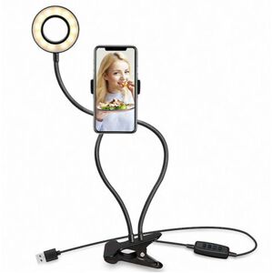 Ranpo LED Selfie Fill-in Light Lamp with Phone Holder for Live Stream Makeup Stand Ranpo LED Selfie Fill-in Light Lamp with Phone Holder for Live Stream Makeup Stand