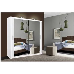 Arthauss (White, 180 cm) Sliding Mirror Door Wardrobe Milan Arthauss (White, 180 cm) Sliding Mirror Door Wardrobe Milan