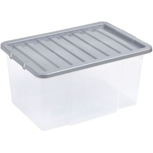 URBN Living (50L, Silver) 2 X Storage Boxes Stackable Container Lightweight URBN Living (50L, Silver) 2 X Storage Boxes Stackable Container Lightweight