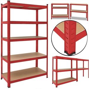 Lucn (Red 180cm x 90cm x 40cm ) Garage Shelving Units 5 Tier Metal Storage Racking Sh Lucn (Red 180cm x 90cm x 40cm ) Garage Shelving Units 5 Tier Metal Storage Racking Sh