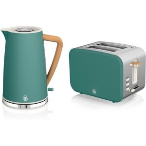 2pc Swan Nordic Toaster & Kettle Set - Pine Green 2pc Swan Nordic Toaster & Kettle Set - Pine Green