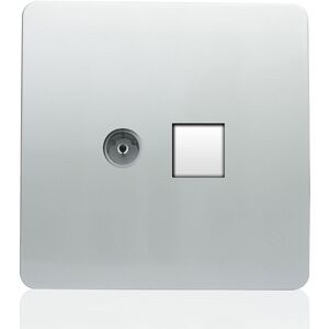 Trendi Switch Trendi Artistic Modern Glossy Tactile TV Co-axial Socket + Telephone Socket Silv Trendi Switch Trendi Artistic Modern Glossy Tactile TV Co-axial Socket + Telephone Socket Silv