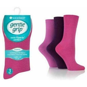 KK TRADERS (MCR) LTD (Pink, 3 Pair Pack) Ladies Gentle Grip Diabetic Soft Top Better Blood Circulatio KK TRADERS (MCR) LTD (Pink, 3 Pair Pack) Ladies Gentle Grip Diabetic Soft Top Better Blood Circulatio