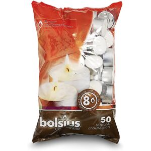 Bolsius 8-Hour White Tealights, Pack of 50 - Long-Lasting Burn Time for Events a Bolsius 8-Hour White Tealights, Pack of 50 - Long-Lasting Burn Time for Events a