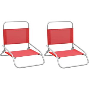 vidaXL Set Folding Beach Chairs - red vidaXL Set Folding Beach Chairs - red