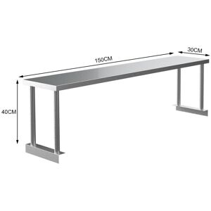 Living And Home (150*30*40cm) Single/Double Tier Over Shelf Prep Table Stainless Steel Top Overs Living And Home (150*30*40cm) Single/Double Tier Over Shelf Prep Table Stainless Steel Top Overs