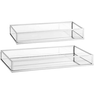 Werhomeshowroom Metal/Glass Set of 2 Mirrored Display Vanity Tray Perfume Cosmetic Candle Organi Werhomeshowroom Metal/Glass Set of 2 Mirrored Display Vanity Tray Perfume Cosmetic Candle Organi