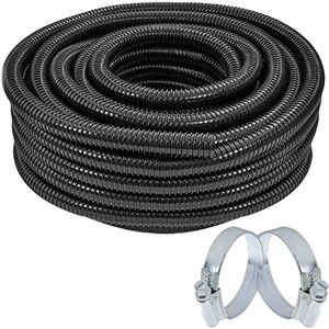 SPARES2GO Universal Marine Pond Hose Flexi Pump Corrugated Pipe + 2 Clamp Clips (25mm, 20m SPARES2GO Universal Marine Pond Hose Flexi Pump Corrugated Pipe + 2 Clamp Clips (25mm, 20m