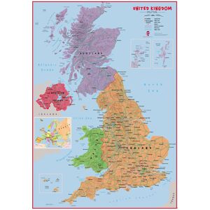Maps International (84.1 cm x 118.9 cm, Laminated) Primary UK Wall Map Political Maps International (84.1 cm x 118.9 cm, Laminated) Primary UK Wall Map Political