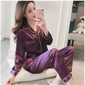 Unbranded (Purple, 4XL) Women's Ice Fabric Pajamas Long Sleeve Soft Pajama Set Unbranded (Purple, 4XL) Women's Ice Fabric Pajamas Long Sleeve Soft Pajama Set