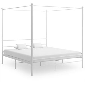 vidaXL Canopy Bed Frame White Metal 200x200 cm Bedroom Furniture Bed Base vidaXL Canopy Bed Frame White Metal 200x200 cm Bedroom Furniture Bed Base