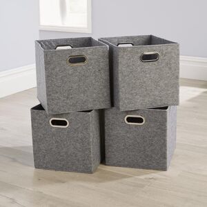 Home Source Folding Flat Velvet Grey Felt Square Storage Box Fabric Cube 4pc Set Home Source Folding Flat Velvet Grey Felt Square Storage Box Fabric Cube 4pc Set