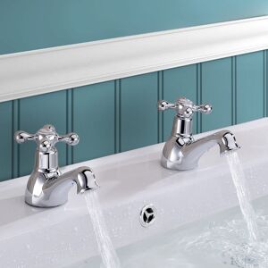 NES Home Stafford Classic Cross Head Basin Hot & Cold Tap Pair with Waste NES Home Stafford Classic Cross Head Basin Hot & Cold Tap Pair with Waste