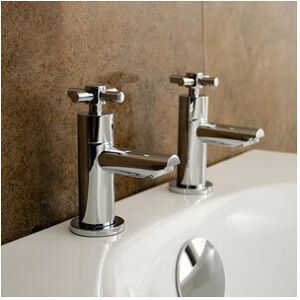 NES Home Linden Cross Head Hot & Cold Basin Taps & Basin Waste Chrome NES Home Linden Cross Head Hot & Cold Basin Taps & Basin Waste Chrome