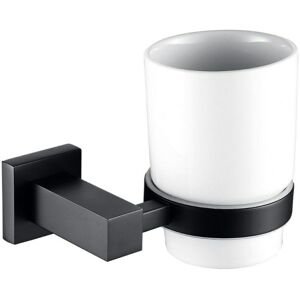 NES Home Square Matte Black Single Tumbler Cup and Holder Set NES Home Square Matte Black Single Tumbler Cup and Holder Set